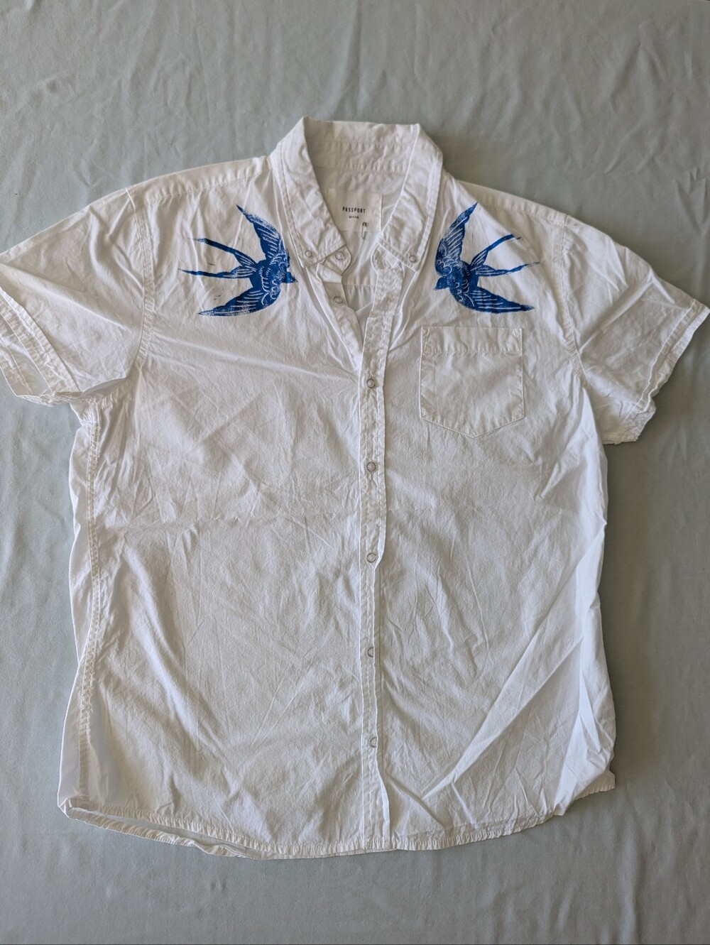 Swallow Birds Button Up Block Printed Shirt